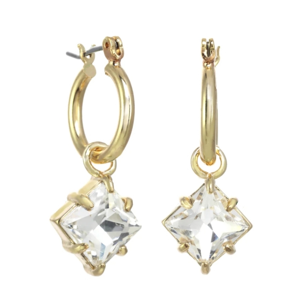 Stella and Ruby square crystal drop huggie